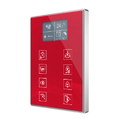 Capacitive touch panel with 8 buttons and display with thermostat. Aluminium frame (ONE model)